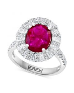 EFFY® Ruby (2-5/8 ct. t.w.) & Diamond (1 ct. t.w.) Halo Ring in 14k White Gold