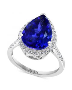 EFFY® Tanzanite (6 ct. t.w.) & Diamond (3/8 ct. t.w.) Halo Ring in 14k White Gold