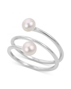 Cultured Freshwater Pearl (3-1/2 - 4mm) Coil Ring in Sterling Silver