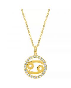 Cubic Zirconia Zodiac Halo 18" Pendant Necklace in 18k Gold-Plated Sterling Silver, Created for Macy's