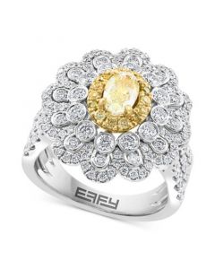 EFFY® Yellow Diamond (7/8 ct. t.w.) & White Diamond (1-1/3 ct. t.w.) Ring in 18k Two-Tone Gold