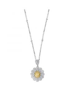 EFFY® Yellow Diamond (7/8 ct. t.w.) & White Diamond (1-1/6 ct. t.w.) Pendant Necklace in 18k Two-Tone Gold