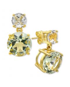 Prasiolite (5-3/4 ct. t.w.) & White Quartz (1-1/3 ct. t.w.) Drop Earrings in 14k Gold-Plated Sterling Silver