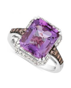 Grape Amethyst (5-1/10 ct. t.w.) & Diamond (1/3 ct. t.w.) Statement Ring in 14k White Gold