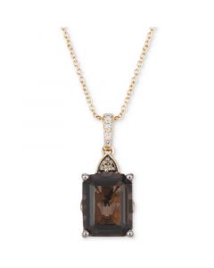 Chocolate Quartz (2-5/8 ct. t.w.) & Diamond (1/10 ct. t.w.) 18" Pendant Necklace in 14k Gold