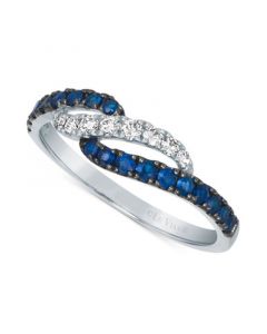 Blueberry Sapphire (1/3 ct. t.w.) & Nude Diamond (1/6 ct. t.w.) Twist Ring in 14k White Gold