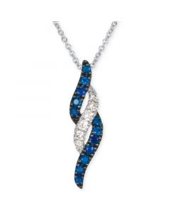 Blueberry Sapphire (1/4 ct. t.w.) & Nude Diamond (1/10 ct. t.w.) Twist 18" Pendant Necklace 14k White Gold