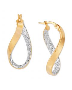 Textured Twist Hoop Earrings in 10k Gold & Rhodium-Plate