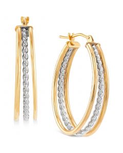 Triple Hoop Earrings in 10k Two-Tone Gold (25mm)