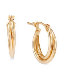 Double Twist Hoop Earrings in 10k Gold (10mm)