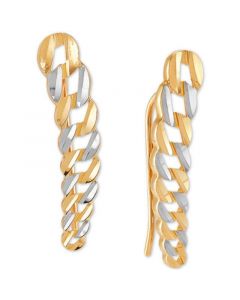 Curb Link Chain Ear Climbers in 10k Two-Tone Gold