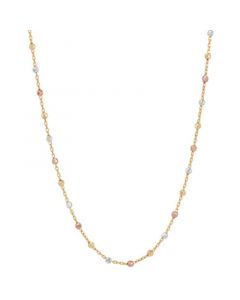 Beaded Chain 18" Statement Necklace in 10k Tricolor Gold-Plate