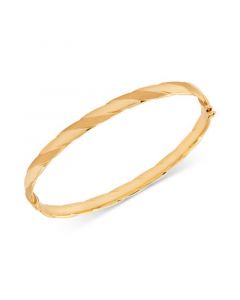 Polished & Textured Bangle Bracelet in 10k Gold