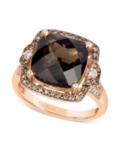 Chocolate Quartz (5 ct. t.w.) & Diamond (3/8 ct. t.w.) Statement Ring in 14k Rose Gold