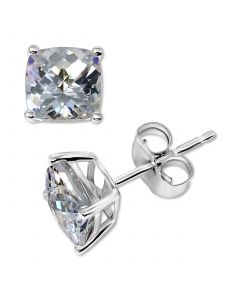 Swarovski Zirconia Cushion Stud Earrings in 14k White Gold