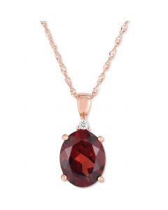 Rhodolite Garnet (2-3/4 ct. t.w.) & Diamond Accent 18" Pendant Necklace in 14k Rose Gold