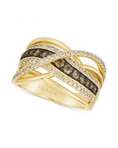 Nude Diamond™(1/2 ct. t.w.) & Chocolate Diamond®(1/2 ct. t.w.) Crossover Statement Ring in 14k Gold