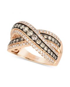 Nude Diamond™(1/2 ct. t.w.) & Chocolate Diamond®(3/4 ct. t.w.) Crossover Statement Ring in 14k Rose Gold