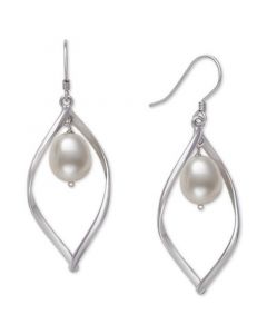 Peacock Black Cultured Freshwater Pearl (8-1/2mm) Orbital Drop Earrings in Sterling Silver (Also in White & Pink Cultured Freshwater Pearl), Created for Macy's