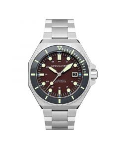 Men's Dumas Automatic Bordeaux with Silver-Tone Solid Stainless Steel Bracelet Watch 44mm