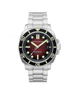 Men's Hull Diver Automatic Ombre Red with Silver-Tone Solid Stainless Steel Bracelet Watch 42mm