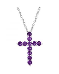 Amethyst Cross 18" Pendant Necklace (8 ct. t.w.) in Sterling Silver