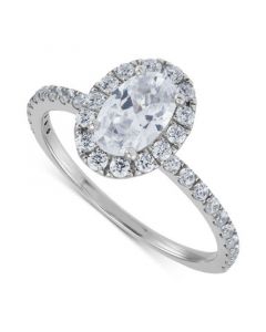 IGI Certified Lab Grown Diamond Oval-Cut Halo Engagement Ring (1-1/2 ct. t.w.) in 14k White Gold