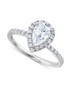 IGI Certified Lab Grown Diamond Pear-Cut Halo Engagement Ring (1-1/2 ct. t.w.) in 14k White Gold