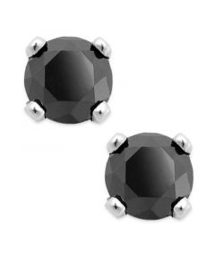 Black Diamond Round Stud Earrings in 10k White Gold (1/4 ct. t.w.)