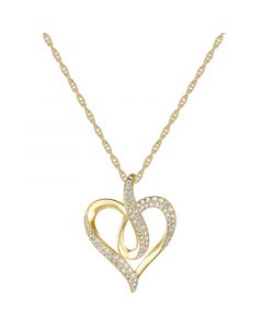 Diamond Pavé Swirl Heart 18" Pendant Necklace (1/3 ct. t.w.) in 10k Gold