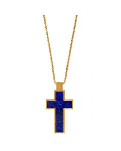 EFFY® Men's Lapis Lazuli Cross 22" Pendant Necklace in 14k Gold-Plated Sterling Silver