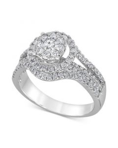 Diamond Open Halo Engagement Ring (1 ct. t.w.) in 14k White Gold