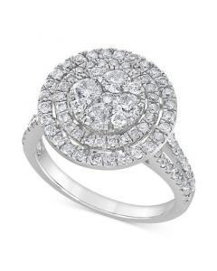 Diamond Concentric Circle Cluster Ring (1-1/2 ct. t.w.) in 14k White