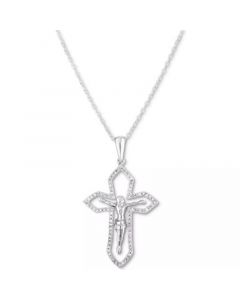 Diamond Crucifix 18" Pendant Necklace (1/3 ct. t.w.) In Sterling Silver or  Sterling Silver & 14k Gold-Plate