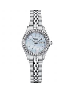 Women's Embellished Silver-Tone Stainless Steel Bracelet Watch 26mm