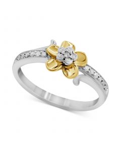 Diamond Flower Ring (1/10 ct. t.w.) in Sterling Silver & 14k Gold-Plate