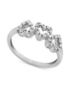 Diamond Triple Heart Ring (1/10 ct. t.w.) in Sterling Silver