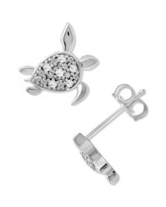 Diamond Turtle Stud Earrings (1/10 ct. t.w.) in Sterling Silver