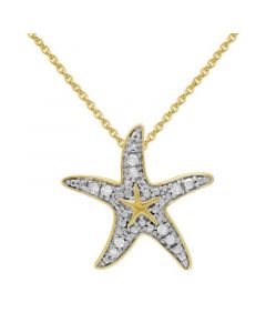 Diamond Starfish 18" Pendant Necklace (1/10 ct. t.w.) in 14k Gold-Plated Sterling Silver