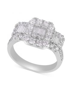 Diamond Baguette Cluster Halo Ring (1-1/2 ct. t.w.) in 14k White Gold