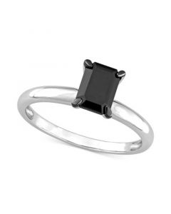 Black Diamond Emerald-Cut Solitaire Engagement Ring (1 ct. t.w.) in 14k White or Yellow Gold