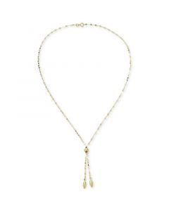 Double Bead Adjustable 18" Lariat Necklace in 10k Gold