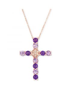 Amethyst (7/8 ct. t.w.) & Nude Diamond (1/20 ct. t.w.) 18" Pendant Necklace in 14k Rose Gold