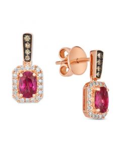 Passion Ruby (7/8 ct. t.w.) & Diamond (1/4 ct. t.w.) Drop Earrings in 14k Rose Gold