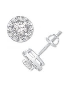 IGI Certified Diamond Halo Two-Level Stud Earrings (1 ct. t.w.) in 14k White Gold