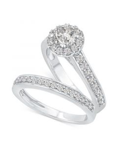 IGI Certified Diamond Halo Bridal Set (1-3/8 ct. t.w.) in 14k White Gold