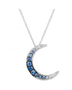 Denim Ombré Sapphire (3/8 ct. t.w.) & White Sapphire Accent Crescent Moon 18" Pendant Necklace in 14k White Gold