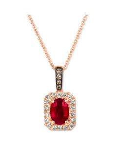 Passion Ruby (3/4 ct. t.w.) & Diamond (1/4 ct. t.w.) Halo 18" Pendant Necklace in 14k Rose Gold