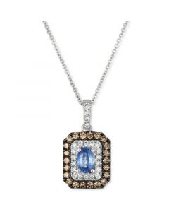 Blueberry Sapphire (3/8 ct. t.w.) & Diamond (1/2 ct. t.w.) 18" Pendant Necklace in 14k White Gold