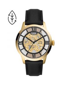 Men's Townsman Black Leather Strap Watch 44mm